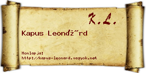 Kapus Leonárd névjegykártya