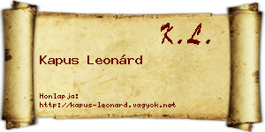 Kapus Leonárd névjegykártya