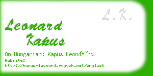 leonard kapus business card